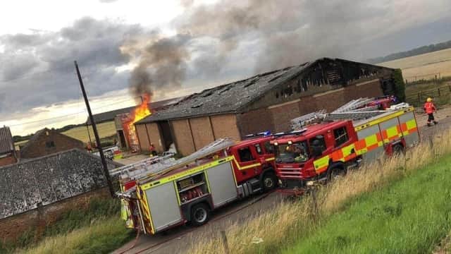 Crews at the scene of the blaze. Pic: Cambs Fire and Rescue