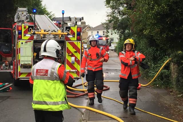 Fire crews at the scene a fire on London Road.