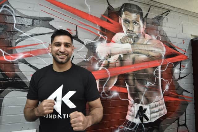 Amir Khan on a previous visit to the Top Yard Boxing School.