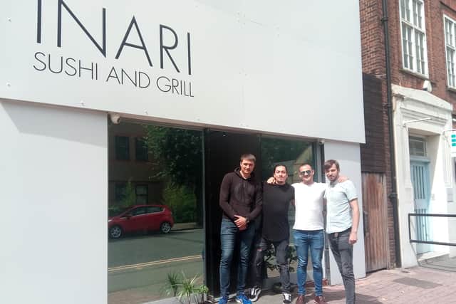 The team at Inari sushi and grill - Regimantas Trimakas (executive chef), Antonio Flores (head chef), Mantas Turcinskas (business partner) and Eduardo Acevedo  (bar manager)