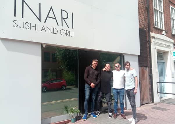 The team at Inari sushi and grill - Regimantas Trimakas (executive chef), Antonio Flores (head chef), Mantas Turcinskas (business partner) and Eduardo Acevedo  (bar manager)