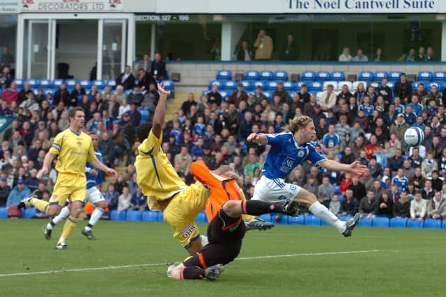Action from Posh 2, Leeds 0 in October 2008.