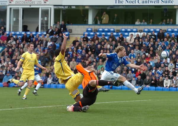 Action from Posh 2, Leeds 0 in October 2008.