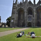 Sunbathers in the Cathedral Precincts  (archive picture).