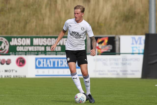 Frankie Kent in action for Posh at Stamford AFC. Photo: Joe Dent/theposh.com.