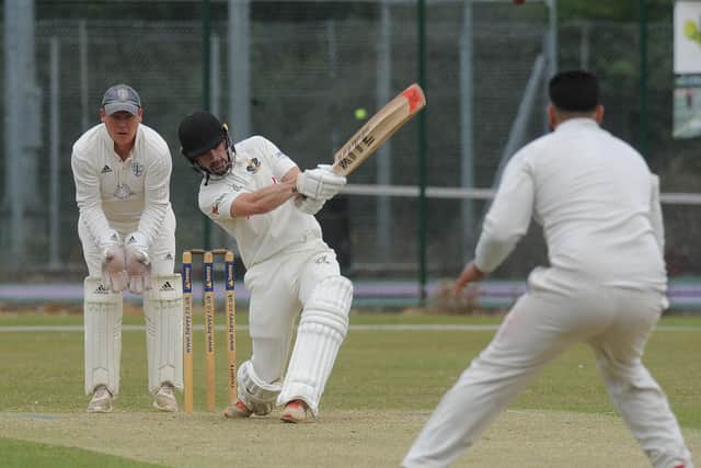 Chris Milner on his way for 37 for Peterborough Town against Desborough. Photo: David Lowndes.