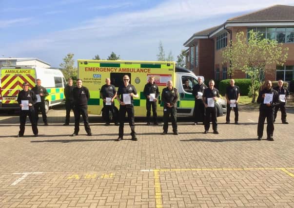 Firefighters after completing ambulance training.