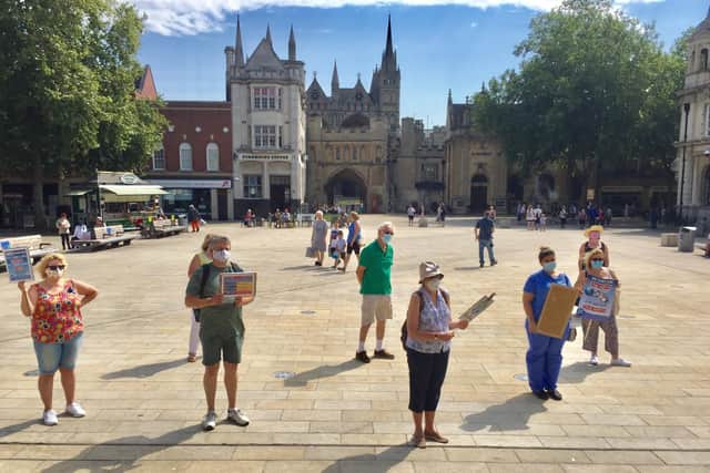 The protest in Cathedral Square.