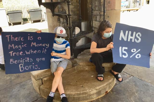 The protest in Cathedral Square.