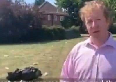 MP Paul Bristow in his social media post at the scene of the illegal party.