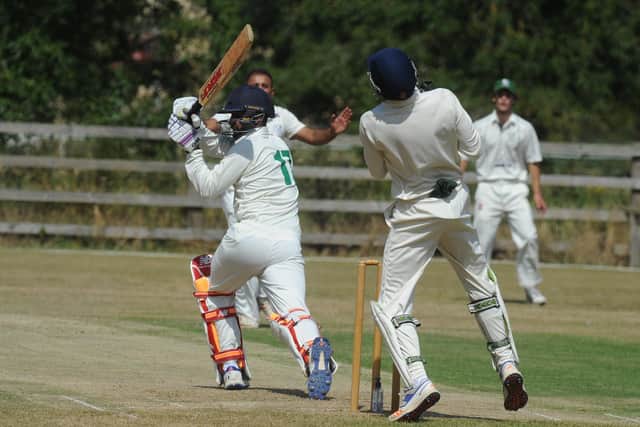 Saqib Farooq on his way to 23 for Castor at Ufford Park. Photo: David Lowndes.