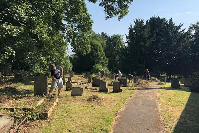 Volunteers have spent many hours transforming the graveyard.