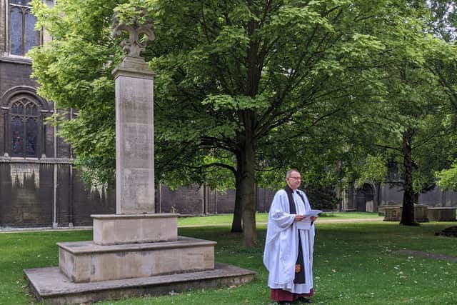 The VJ-Day commemoration service broadcast from Peterborough Cathedral.
