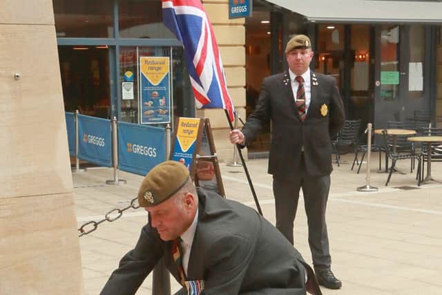 Wreaths are placed at the Peterborough War Memorial. Photos Doug Stuart/Cambs ACF