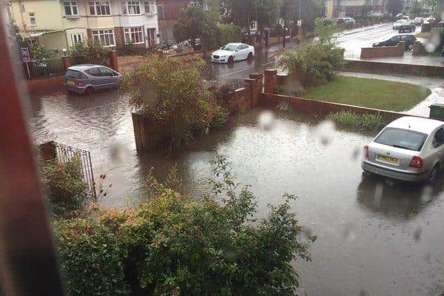 The scene on Thorpe Park Road