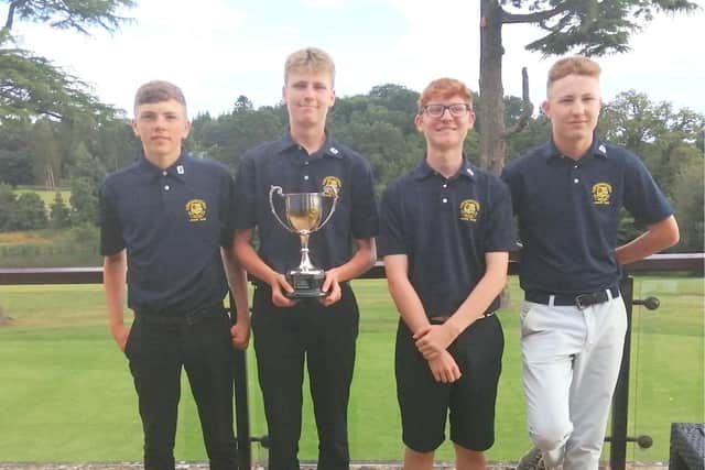 The victorious Milton B team, from left, Matty Mills, Euan Herson, Kai Raymond and Charlie Pearce.