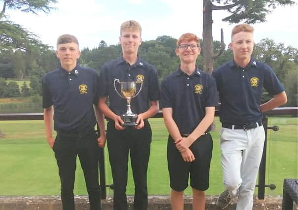 The victorious Milton B team, from left, Matty Mills, Euan Herson, Kai Raymond and Charlie Pearce.