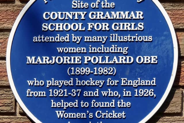 The blue plaque  in place at The Lindens, Lincoln Gate, the site of the  former school.