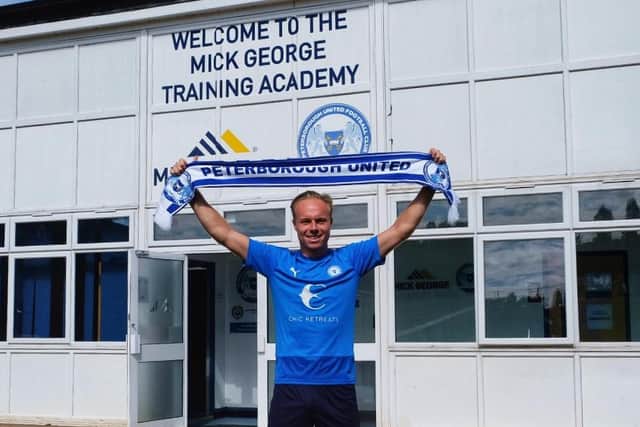Ryan Broom after signing for Posh. Photo: Jake Baxter.