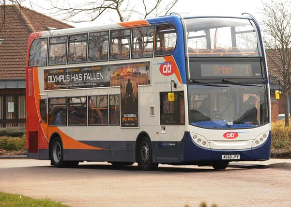 A Stagecoach bus in operation in Peterborough