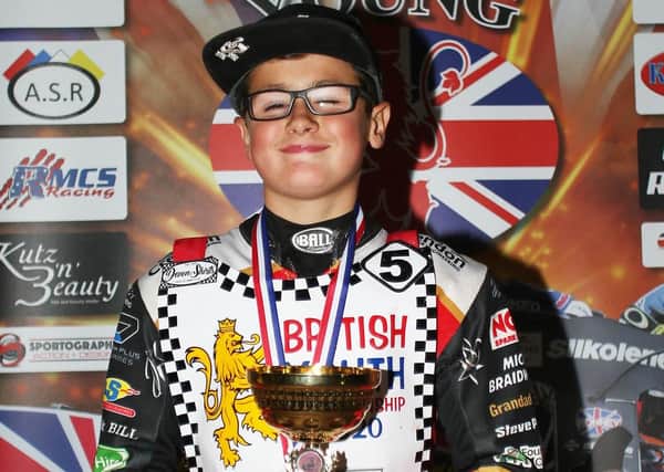 Max Perry with the spoils from his GB Championship success. Photo: Steve Dixon.