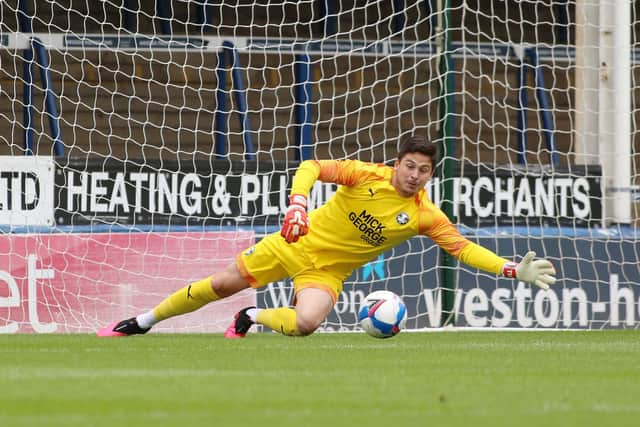 Posh goalkeeper Christy Pym in action against Coventry City. Photo: Joe Dent/theposh.com.