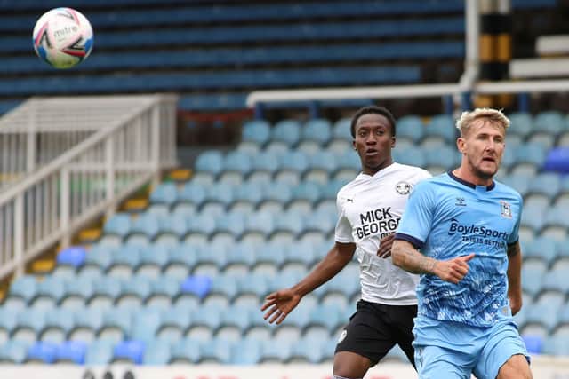 Tricky Siriki Dembele in action for Posh against Coventry. Photo: Joe Dent/theposh.com.