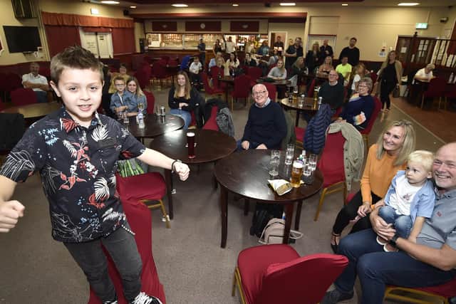 George Elliott, the Voice Kids finalist, at a family finals party at the Post Office Club, Bourges Boulevard.