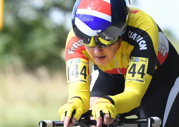 Lyndsay Clarke on her way to a National cycling gold medal.
