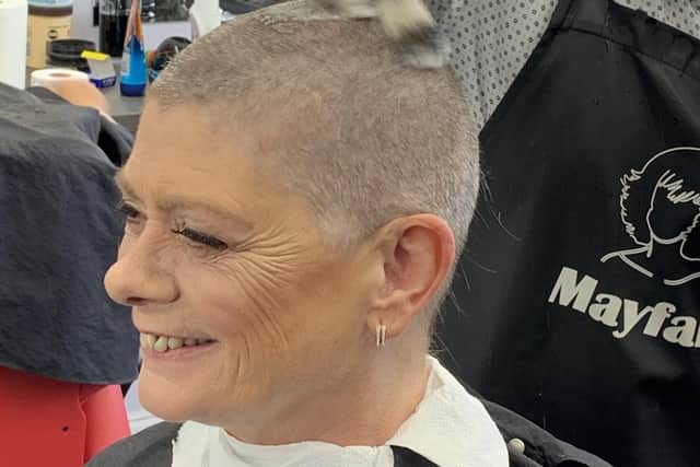 Nurse Janette Wills braving the shave.