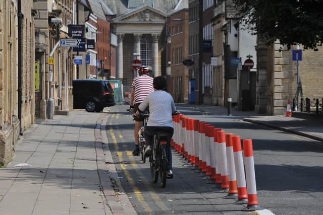 The cycle route in Priestgate.