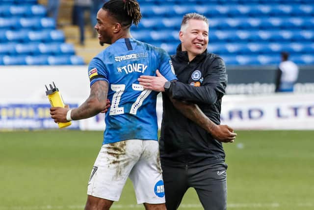 Posh manager Darren Ferguson with Ivan Toney. Photo: Joe Dent/theposh.com.