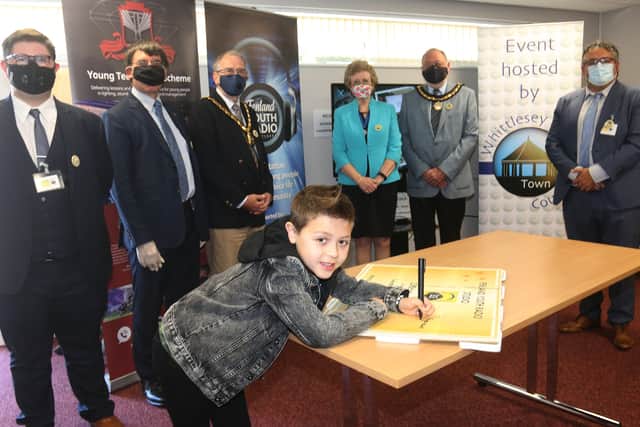 Voice Kids star George Elliott at the launch of the new Fenland Youth Radio station.