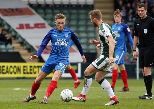 George Cooper playing for Posh against Plymouth in 2018.