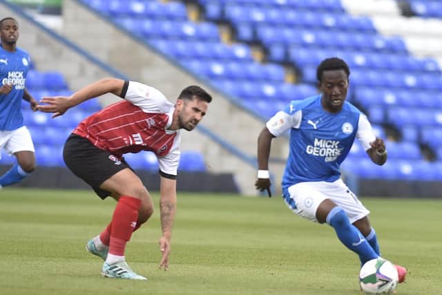 Sirkii Dembele in action for Posh against Cheltenham. Photo: David Lowndes.