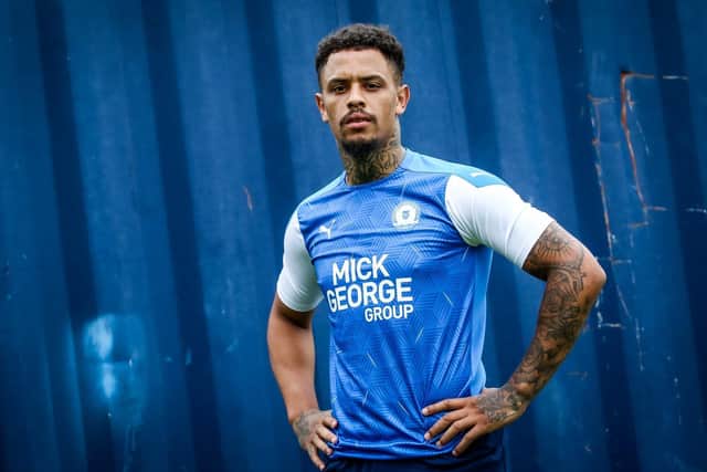 Jonson Clarke-Harris after signing for Posh. Photo: Joe Dent/theposh.com.