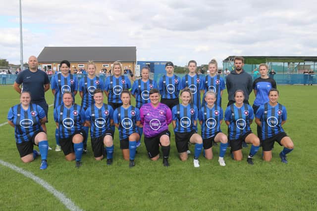 Whittlesey Athletic Ladies face the camera before their FA Cup defeat at the hands of Posh. Photo: RWT Photography.