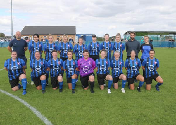 Whittlesey Athletic Ladies face the camera before their FA Cup defeat at the hands of Posh. Photo: RWT Photography.
