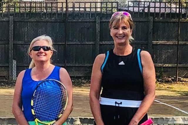 Castor ladies doubles champions Lisa McDonagh (left) and Judy Dallas.