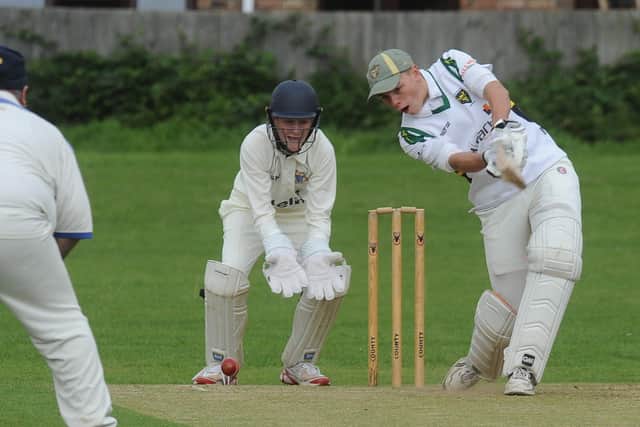 Newborough second team batsman Joe Mills in action against Orton Park seconds in a South Lincs League match last weekend. Photo: David Lowndes.