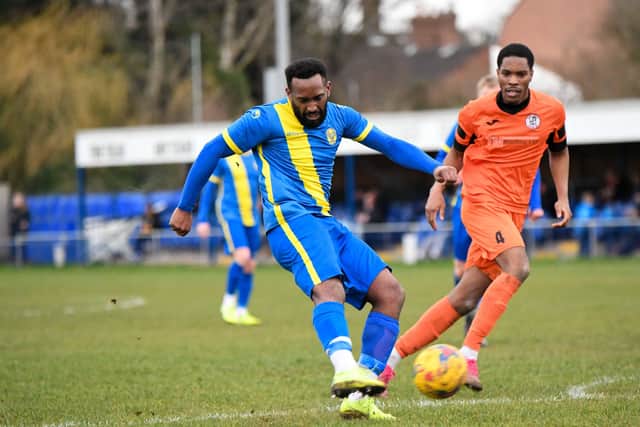 Avelino Vieira scored for Wisbech at Haverhill.