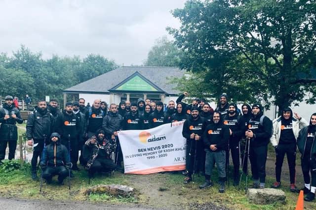 Friends and family of Kasim Ikhlaq ahead of climbing Ben Nevis