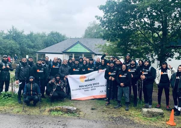 Friends and family of Kasim Ikhlaq ahead of climbing Ben Nevis
