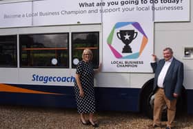 Michelle Hargreaves, Managing Director for Stagecoach East, with John Bridge, Chief Executive of Cambridgeshire Chambers of Commerce.