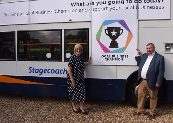 Michelle Hargreaves, Managing Director for Stagecoach East, with John Bridge, Chief Executive of Cambridgeshire Chambers of Commerce.