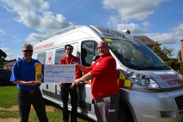 From left to right – Steve Holt, President of The Deepings Lions, Ben Nandrame, Emergency Response Operational Team Leader and Warren Mason, Emergency Response Responder