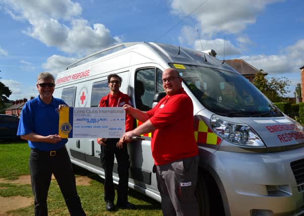 From left to right – Steve Holt, President of The Deepings Lions, Ben Nandrame, Emergency Response Operational Team Leader and Warren Mason, Emergency Response Responder