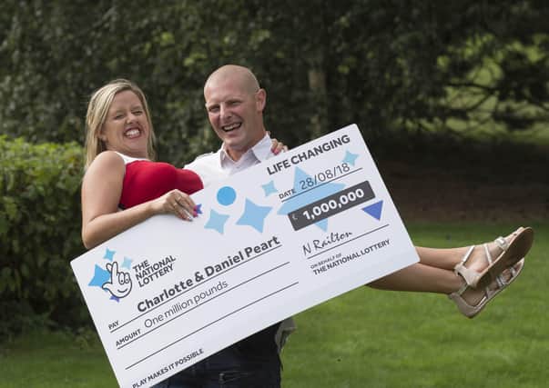 Charlotte and Daniel Peart celebrate their £1M win on 28th August’s EuroMillions HotPicks draw, Peterborough, 5th September 2018 EMN-200918-170035005