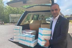 Councillor Mohammed Farooq ready to deliver supplies