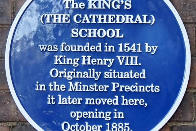 The King's School blue plaque.